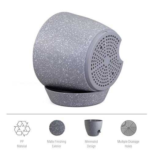 Meowell 12 inch Large Self Watering Pots, Plant Pots with Mesh Drainage Holes for Indoor Outdoor Plants, Plastic Planters with Deep Reservoir for Garden House Flower Plants, Speckled Grey - color: Speckled Grey, size: 12inch B