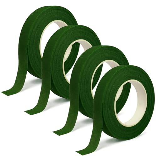 DOMMARE Floral Tape Green Flower Tape, 4Pcs Flower Wrapping Tape, 1/2 Inch Floral Bouquet Supplies for Bouquet Floral Arranging Flowers Stem Wrapping, Wedding Bouquet, Wreath, Garden Decor, 32 Yard - color: 4Pcs Green, style: Normal & Non-sticky