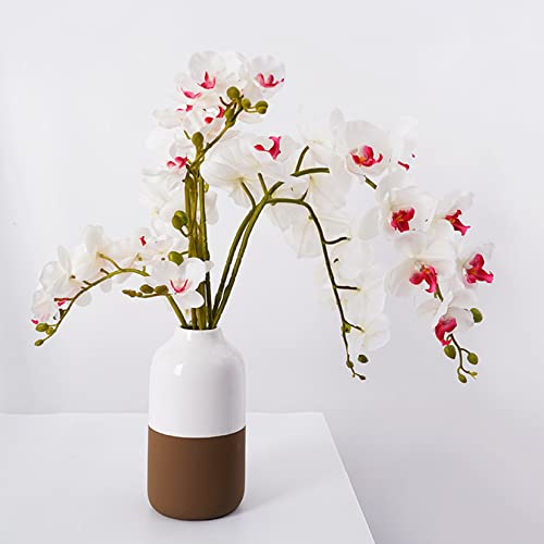FagusHome Artificial Phalaenopsis Flowers Branches 9 Large Blooms Artificial Orchid Flowers Stem Plants 42 Inches 2 Pcs for Home Wedding Décor (Red Core) - color: Red Core