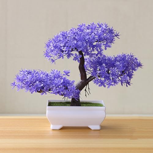 Talent Star Artificial Bonsai Tree Juniper Faux Plants Indoor Small Fake Plants Decor with Pots for Home Table Office Desk Bathroom Shelf Bedroom Living Room Farmhouse Decorations Wedding Tabletop Pu - color: Purple
