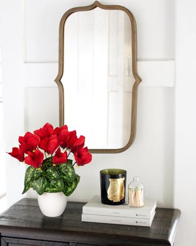 Hollyone Artificial Cyclamen Flowers Plant Potted Fake Silk Flower Plants in White Pot Faux Red Cyclamen Flowers Arrangement Home Decor Office Bathroom Shelf Desk Decorations - color: Red, size: Cyclamen Flowers