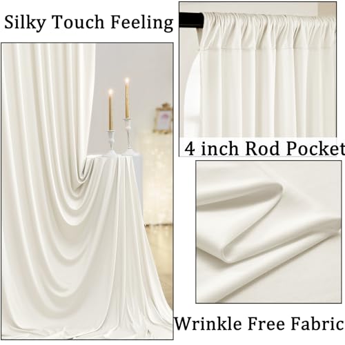10ft x 8ft Ivory Backdrop Curtain for Parties, Polyester Photo Backdrop Drapes for Wedding Birthday Baby Shower Party Photography Background Home Decor - color: Ivory, size: 10ftx8ft