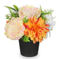 GnFlus Yellow Artificial Flowers Small Fake Flowers in Vase Peonies Dahlia Tiger Lily Potted Silk Flower Arrangements Faux Plants & Flowers Home Bathroom Kitchen Table Centerpieces Desk Decor - color: Yellow