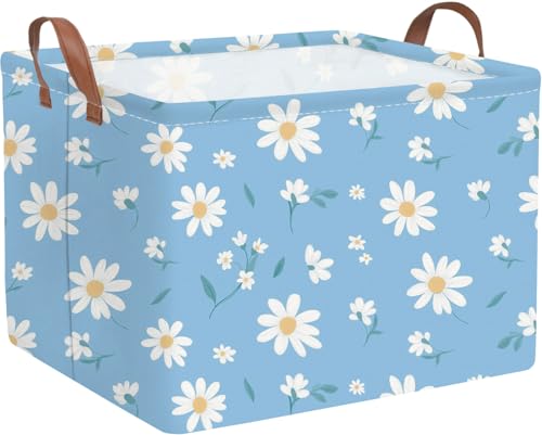 Rectangular Daisy Storage Basket,Kids Laundry Hamper,Waterproof foldable kids laundry basket,Blue Baskets,Books Box,Flower room decor(Daisy) - color: Daisy