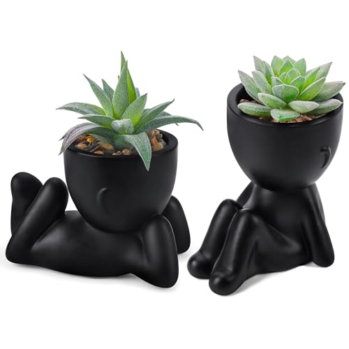 Der Rose Bundle of 2pcs 16" Fake Plants Artificial Plants and Set of 2 Fake Succulent Plants for Farmhouse Bathroom Kitchen Office Home Decor Indoor