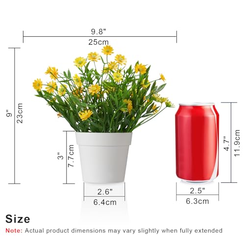 Fake Plants Daisy for Bathroom Decor, Small Potted Artificial Plants Indoor for Shelf Desk Home Bathroom Farmhouse Room Coffee Table Decor, Yellow (Pack of 2) - color: Yellow