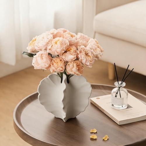 Small White Ceramic Vase,7 Inch Coral Shaped Coastal Vase for Home Decor,Modern Boho Farmhouse Table Centerpiece for Living Room Entryway, Decorative Flower Vase for Pampas Grass & Dried Flowers - color: Coral Vase