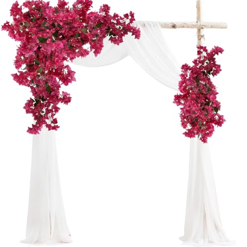 Pack of 16 - Artificial Bougainvillea Flower Stems Silk Bougainvillea Long Branches Full Blossoms for Home Wedding Table Centerpiece Shower Event Backdrop Indoor Outdoor Decorations (Fuchsia) - color: Fuchsia