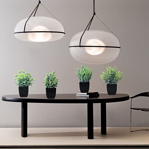 GREENTIME 4 Pack Fake Plants in Black Pot Small Artificial Eucalyptus Potted Plant Wheat Grass Mini Faux Greenery for Home Decor Indoor Office Table Room Farmhouse Bathroom Decorations - color: Black-grey