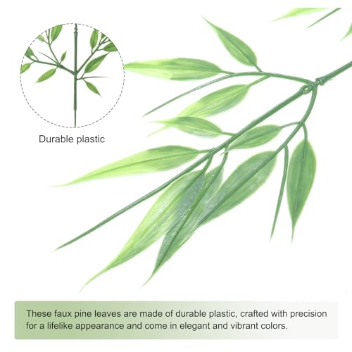 PATIKIL 13" Artificial Bamboo Leaves, 20Pcs Faux Bamboo Leaves Fake Greenery Leaf for Home Hotel Office Decoration, Green