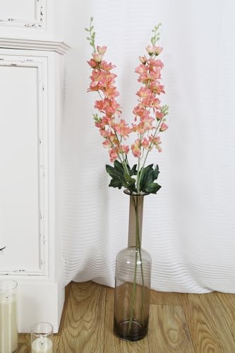 Delphinium Artificial Flowers,8PCS Long Stem Silk Larkspur Flowers 33.5'' Faux Delphinium Stems for Tall Vase Home Wedding Table Decor(Coral - color: Coral