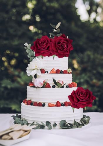 Artificial Velvet Flowers - 4.3" Red Roses, 16pcs Fake Roses Heads for Wedding Bridal Bouquets, Flower Wall Arrangements, Artificial Centerpiece - color: 4.3" Red