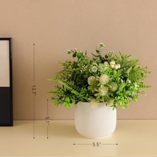 Fake Plants with Ceramic Pots, Artificial Plants Indoor, Faux Plant Flowers for Table Centerpiece Decorations Dining Room, Home Decor Living Room Bathroom Modern Farmhouse Decor - color: Green