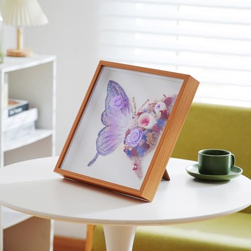 ADDWel Preserved Real Rose Butterfly Shadow Box - 12x12 3D Handmade Eternal Flower Wall Art, Unique Birthday Anniversary Purple Gifts for Women, Mom, Wife, Grandma - color: Preserved Roses - Butterfly Roses