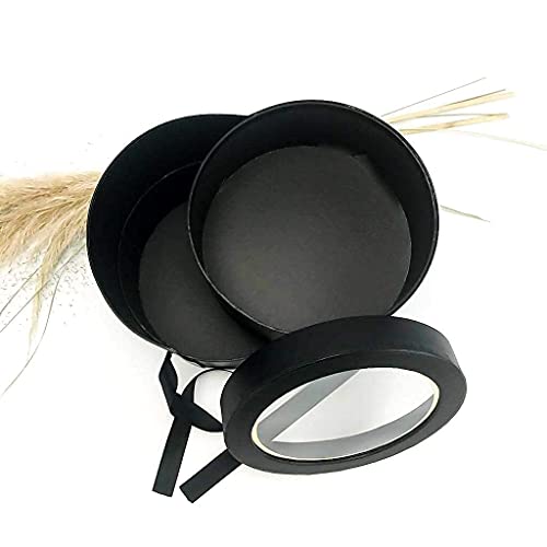 UNIKPACKAGING Premium Quality Round Flower Box 2 TIER Gift Boxes with Lid Size 7.8 dia x 7 inch (Black) - color: Black