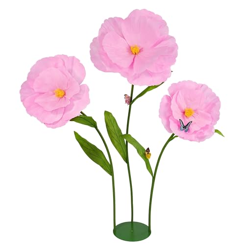 5.8 Ft Giant Artificial Flowers,Large Paper Flower,Huge Poppy Flowers Decoration for Wedding,Hotel,Office,Window Display and Home Farmhouse Decor(Pink) - color: Pink