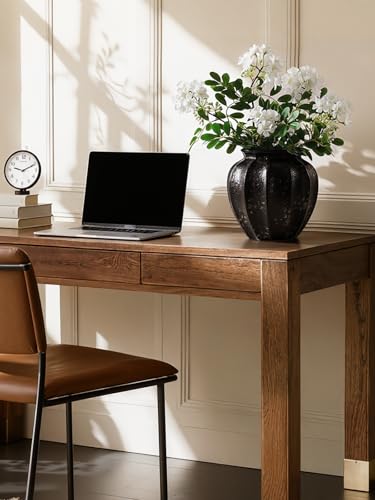 LE TAUCI 9" Ceramic Vase, Artisan Large Black Ceramic Vase for Modern Home Decor, Substantial & Stable, Handcrafted Flower Vase, Living Room & Dining Room Table Centerpiece, Distressed Iron Black - color: Distressed Iron Black, size: 9 inch