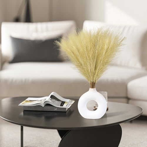 Ureymx Faux Pampas Grass Decor 17.7 Inch 30pcs, Artificial Pompas Grass Bulk Artificial Dried Flower Small Vase Filler for Boho Home Wedding Decoration (Gold) - color: Gold, size: 17 Inch 30 Pcs