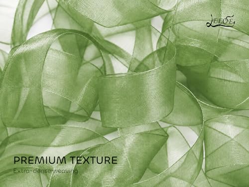 Light Green Organza Ribbon 1 inch x 100 Yards Sheer Chiffon Ribbon for Gift Wrapping Wedding Invitations Party Decoration Bridal Bouquets Crafts - color: Light Green, size: 1" X 100 Yards