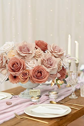 FACINOC Roses Artificial Flowers Bouquet Combo Box Set for DIY Wedding Centerpieces for Table Bridal Baby Shower Party Decorations Fake Silk Floral Arrangements for Home Decor Indoor Peach Pink - color: Pale Pink, Coral