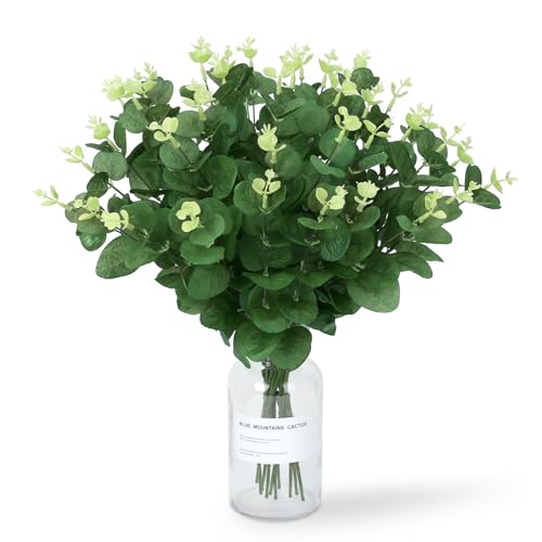 SITUMEIZI 10 Pcs Faux Eucalyptus Stems Artificial Greenery Stems Green Fake Plants Leaves for Wedding Centerpiece Spring Easter Farmhouse Home Room Decor - color: Green