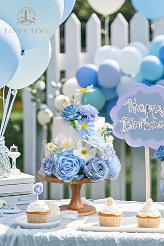 TINGE TIME Fake Flowers Artificial Flowers Peonies Bulbous Chrysanthemum Daisy Hydrangea Sunflower Violets Dahlia Daffodils Epiphyllum Orchid Cherry Blossom Camellia Leyaron (Light Blue) - color: Light Blue