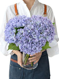 JINWOE Boho Hydrangea Artificial Flowers,3pcs 21" Latex Real Touch Flowers, Faux Flowers Fake Artificial Hydrangeas with Stems for Bouquet Table Centerpieces （Light Purple） - color: Purple