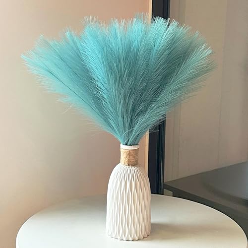 30pcs 22" Faux Pampas Grass - Blue Pampas Grass Decor Short Artificial Pampas Grass for Boho Home Wedding Mothers Day Decoration - color: Lake Blue, size: 30pcs