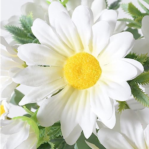 Artificial Flowers, 4 Bundles Silk Daisy, Artificial Gerber Daisy for Home Decoration Flowers Bouquet, Fake Wildflowers Spring Flowers for Wedding Decoration (White) - color: White