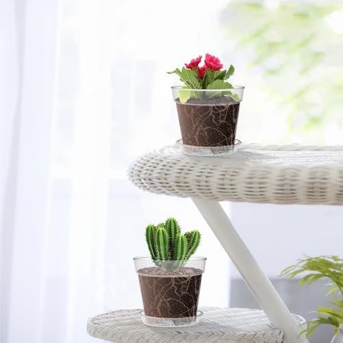 WSMKSZ 4 Inch Clear Nursery Pots, Set of 30 Transparent Plant Flower Pots for Small Indoor Plants with Drainage Holes & Trays, Plastic Seedling Starter Pots for Various Plants - size: 4inch 30pcs
