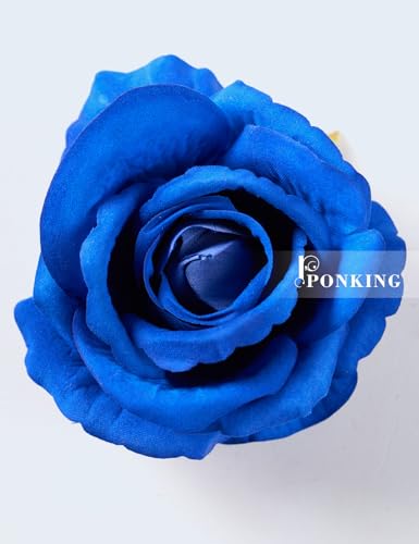 PONKING 3.5"(9cm) Rose Artificial Flower 12pcs Realistic Faux Silk Roses Fake Flowers Bouquets Arrangements Decor for Wedding Mother's Day, Home Table Christmas Valentine Decorations, Blue Flower - color: D 12pcs Blue Rose
