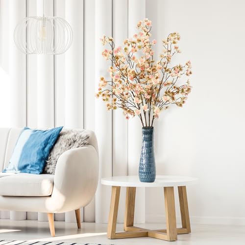 Sggvecsy Artificial Cherry Blossom Flowers 4 Pcs Faux Cherry Blossom Stems Faux Silk Cherry Blossom Branches 41’’ Fake Flowers Long Stems for Vase Arrangements Home Wedding Table Decor (Champagne) - color: Champagne