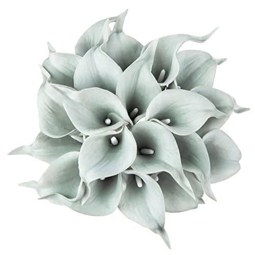 DuHouse 20Pcs Artificial Calla Lily Flower Real Touch Latex Flowers for DIY Wedding Bouquet Party Home Decor (Grey) - color: Grey, size: 20pcs