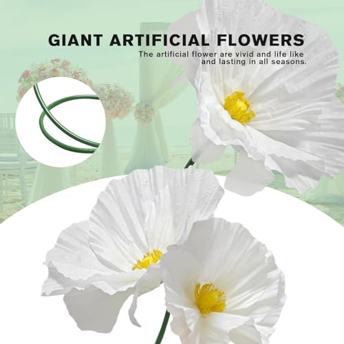 Fake Floral Arrangements Home Outdoor Decorations, Artificial Flower with Stems for Wedding, DIY Wedding Bouquets Centerpieces Arrangements Table Chair Decor Mall Display 3 Pack (White) - color: White S