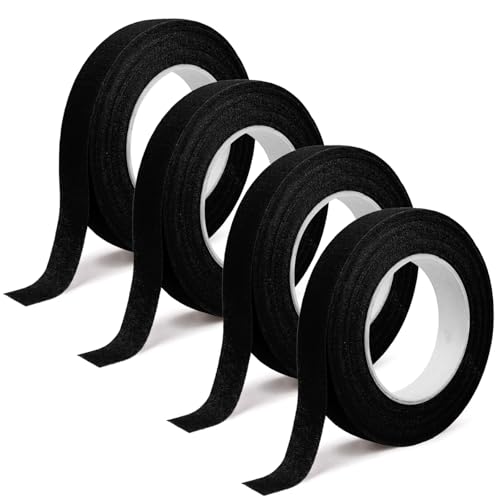 DOMMARE Floral Tape 4Pcs Flower Tape, Black Flower Wrapping Tape, Floral Bouquet Supplies for Bouquet Floral Arranging Flowers Stem Wrapping, Wedding Bouquet, Wreath, Garden Decor,1/2 Inch 32 Yard - color: 4Pcs Black, style: Normal & Non-sticky