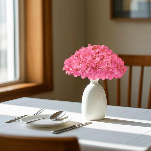 Hydrangea Artificial Flowers, 20 Pcs Hot Pink Hydrangea Artificial Flowers Bulk, Faux Hydrangea Flowers For Outdoor, Fake Silk Fuchsia Hydrangea Flowers With Stems For Wedding Decoration Decor - color: Fuchsia, size: 20 Pcs