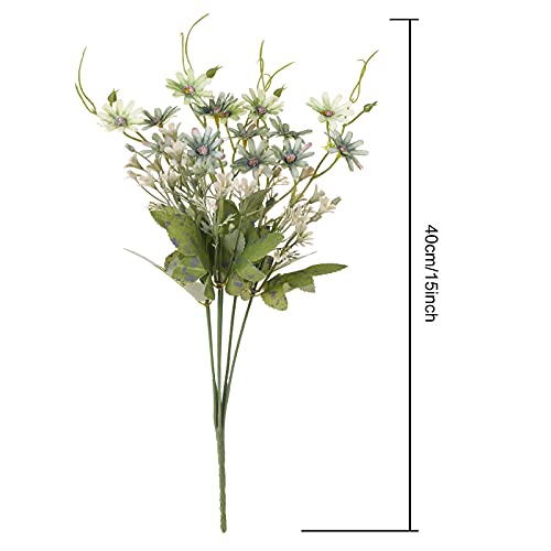 Artificial Flowers Wildflowers Silk Daisy Spring Fake Daisies Decoration Summer UV Resistant Colorful Mixed Bundles Faux Greenery Outdoor Plant Stem Filler for Home Decor Indoor Floral Arrangements - color: 05-green