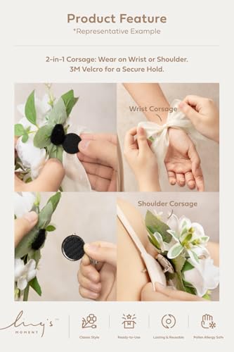 Ling's moment 2pcs Prom Wrist/Shoulder Corsage Artificial Flower, Girl/Mother Homecoming/Wedding Corsage Wristlet Décor, etc. Sand Beige - color: Pk-sand Beige