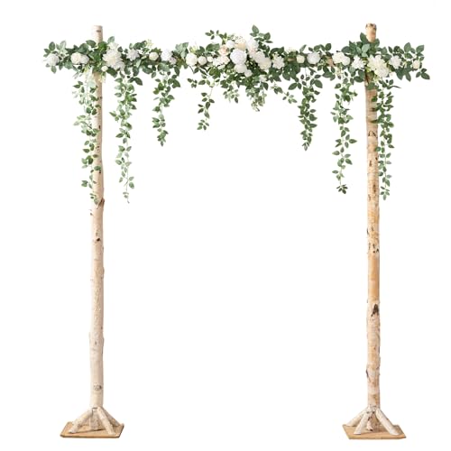 Ling's Moment 6.5FT Artificial Wedding Arch Flowers, Backdrop Floral Garland, White Sage Ceremony Reception Hanging Eucalyptus Rose Arbor Arrangement Outdoor Party Swag Home Decorations - color: Wht-sage Green 02