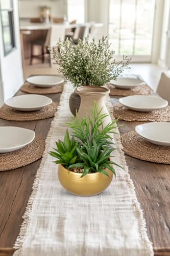 Briful Fake Succulents in Gold Metal Pot, Artificial Succulent Plants Arrangement for Home Decor, Small Faux Potted Plants Tabletop Centerpiece, Desk Office Bathroom Shelf Decorations - color: Gold#1