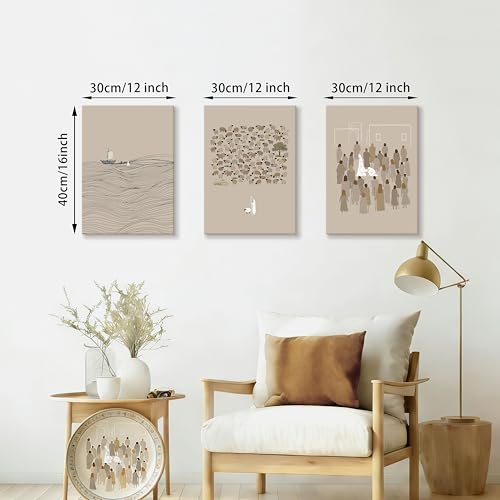 WENGTIAO 3Pcs Christian Wall Art Jesus Canvas Art Prints Beige Bible Sketches Painting Pictures Inspirational Scripture Artwork Religious Wall Decor for Living Room Church Prayer Room 12”x16”x3 - color: Jesus Bible Story, size: 12"x16"x3Pcs