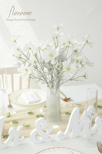 Floroom 5 Pcs Artificial Flowers Ivory Fake Cosmos Faux Silk Flower for Indoor Home Decor, Party Arrangements, Wedding Bouquets, Floral Table Centerpieces, and Decorations - color: Ivory