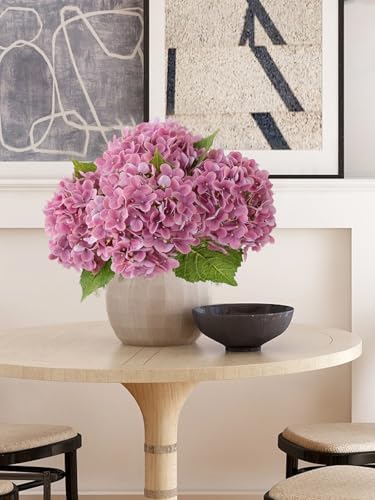ZYTUYO 4Pcs 20" Real Touch Hydrangea Artificial Flowers Dark Pink Lifelike Fake Latex Hydrangeas for Baby Shower Party Wedding Flower Arrangement Indoor Home Office Xmas Table Decoration - color: Dark Pink