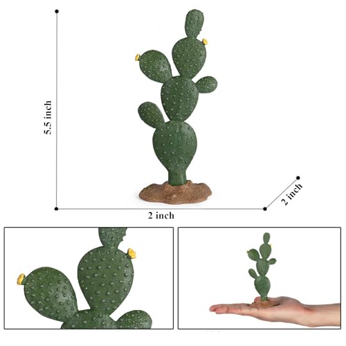 EOIVSH Desert Animal Figurines Set with Model Cactus - Artificial Greenery Plant Fake Cacti - Desert Diorama Project - Great for Sand Table Landscape Scene Accessories Decoration - style: Cacti