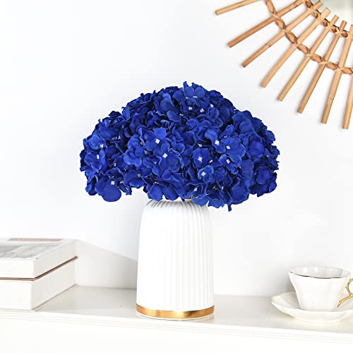 10PCS Silk Hydrangea Heads with Stems Artificial Flowers for Wedding Party Home Decor (Royal Blue) - color: Royal Blue