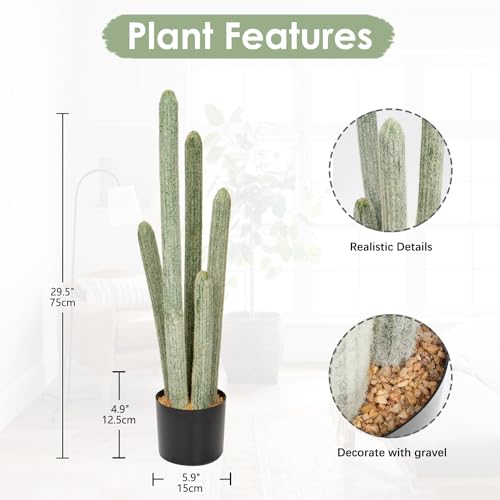 DILATATA 29.5” Tall Fake Cactus Plant Potted Large Cactus 'Old Man Cactus' Big Cacti Plants Artificial Cactus for Home Garden Office Decor Housewarming Gifts Faux Cacti - color: Old Man