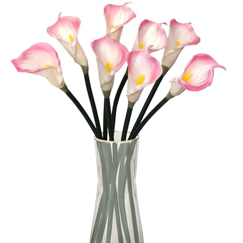 8 Pcs Calla Lily Artificial Flowers 26 Inch Lilies Flowers Floral Bouquet for Home Table Party Wedding Decor (Light Pink) - color: Light Pink