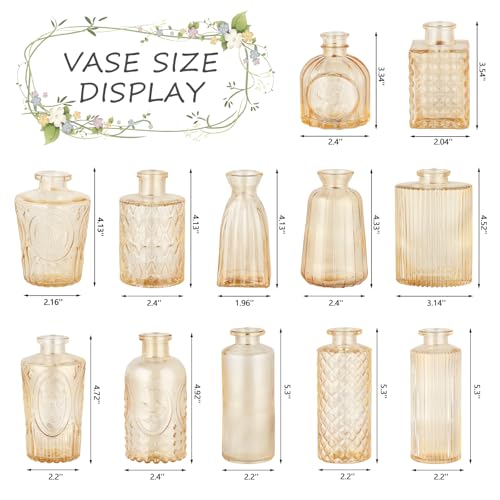 RUCKAE Glass Bud Vases Mini Flower Vase Small Vintage Vases for Centerpiece Table Wedding Decorations Home Decor Party(Gold 32pack) - color: Gold