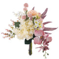 17-inch Artificial Fake Flowers Silk Flower Arrangements Faux Bouquets Composed of Hydrangea, phalaenopsis, Lotus, Double-Headed Roses, Dandelions, Jasmine, Small Fennel Branches. - color: Pink Orchid Dream