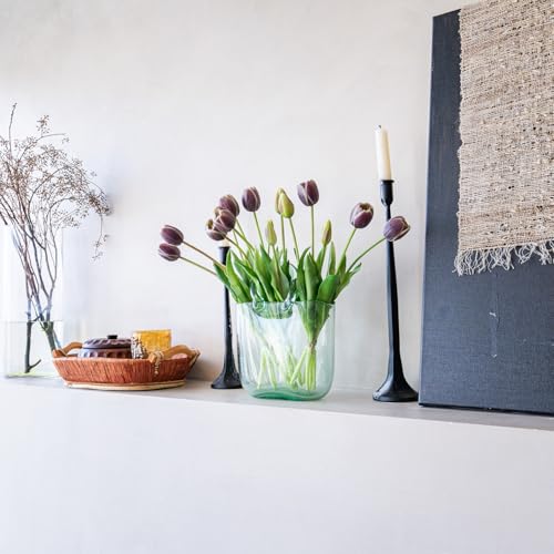 Artificial Tulips Flowers,Soft Touch Latex Bouquet, Fake Tulips,Spring Wedding Home Room Table Centerpiece Decor - color: 15pcs Dark Plum(no Vase)